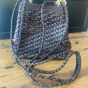 Woven Multicolor Leather Handbag Vintage LJS